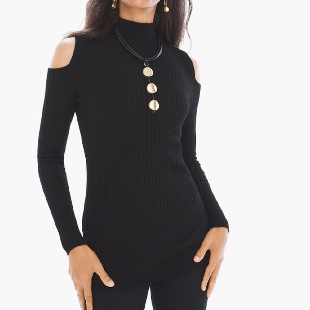 Chico’s zip Back cold shoulder sweater